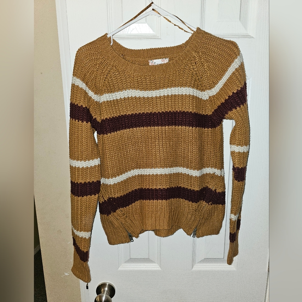 Pink Republic Brown and White Striped Sweater